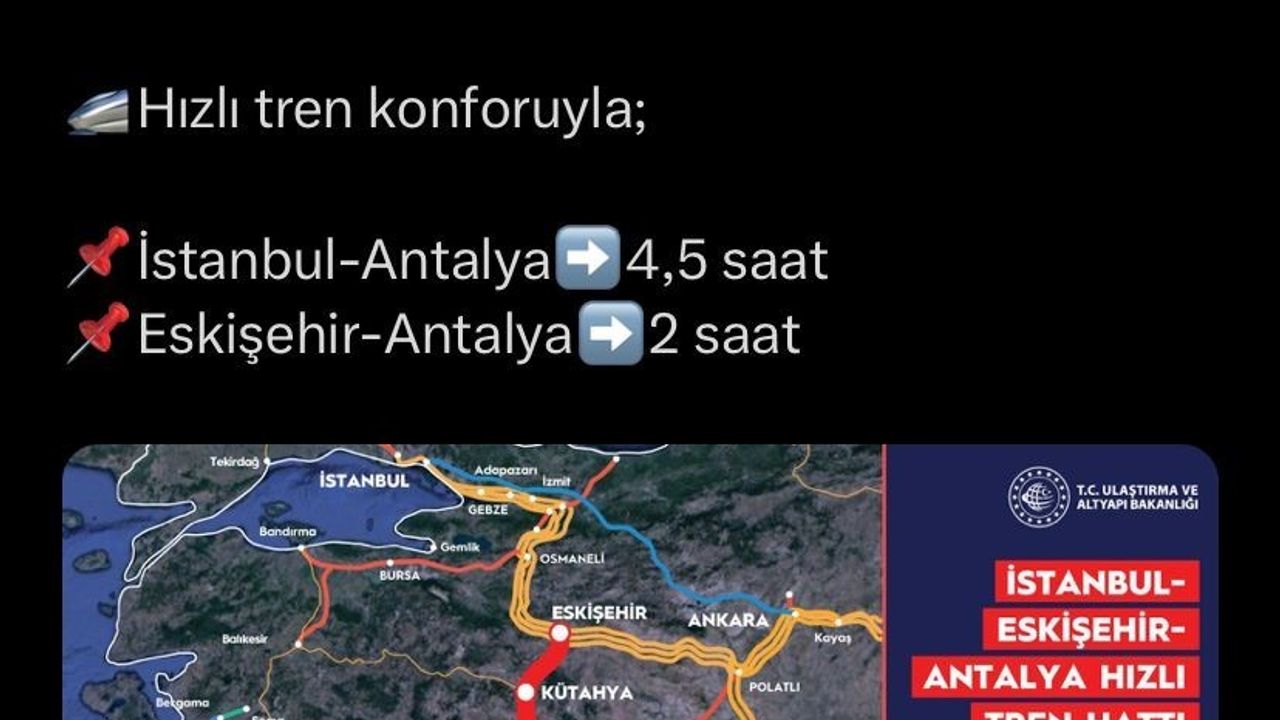 Eskişehir hızlı tren ile Antalya’ya bağlanacak