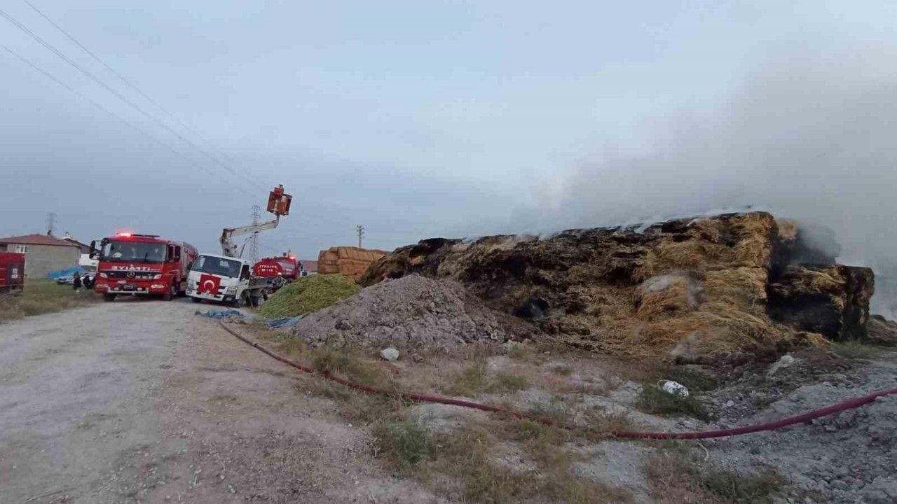 Konya'da kopan elektrik teli 20 bin saman balyasını yaktı