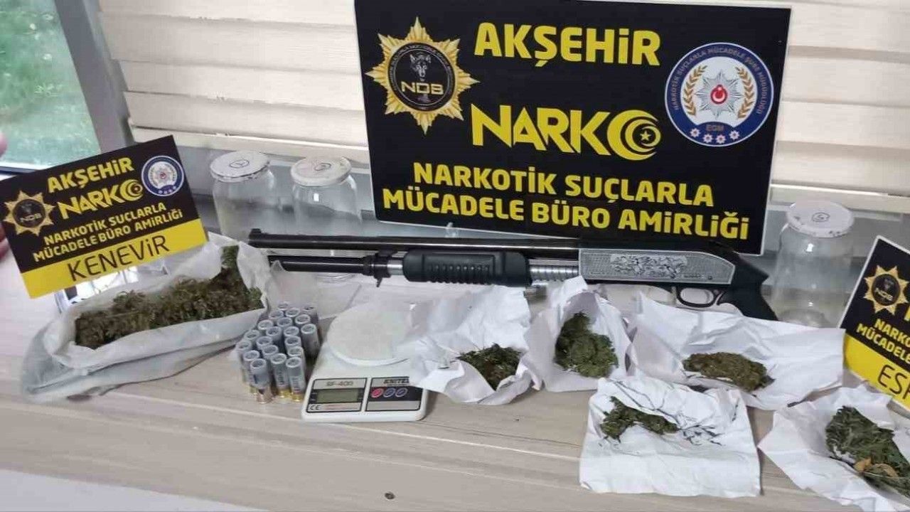 Konya’da uyuşturucu ile ruhsatsız av tüfeği ele geçirildi: 1 tutuklama